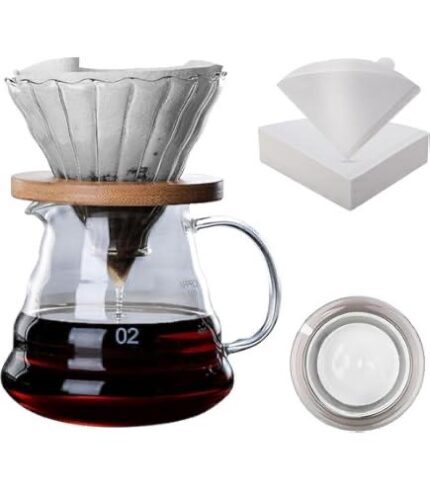 طقم V60 ( قمع + سيرفر + باكت فلاتر )